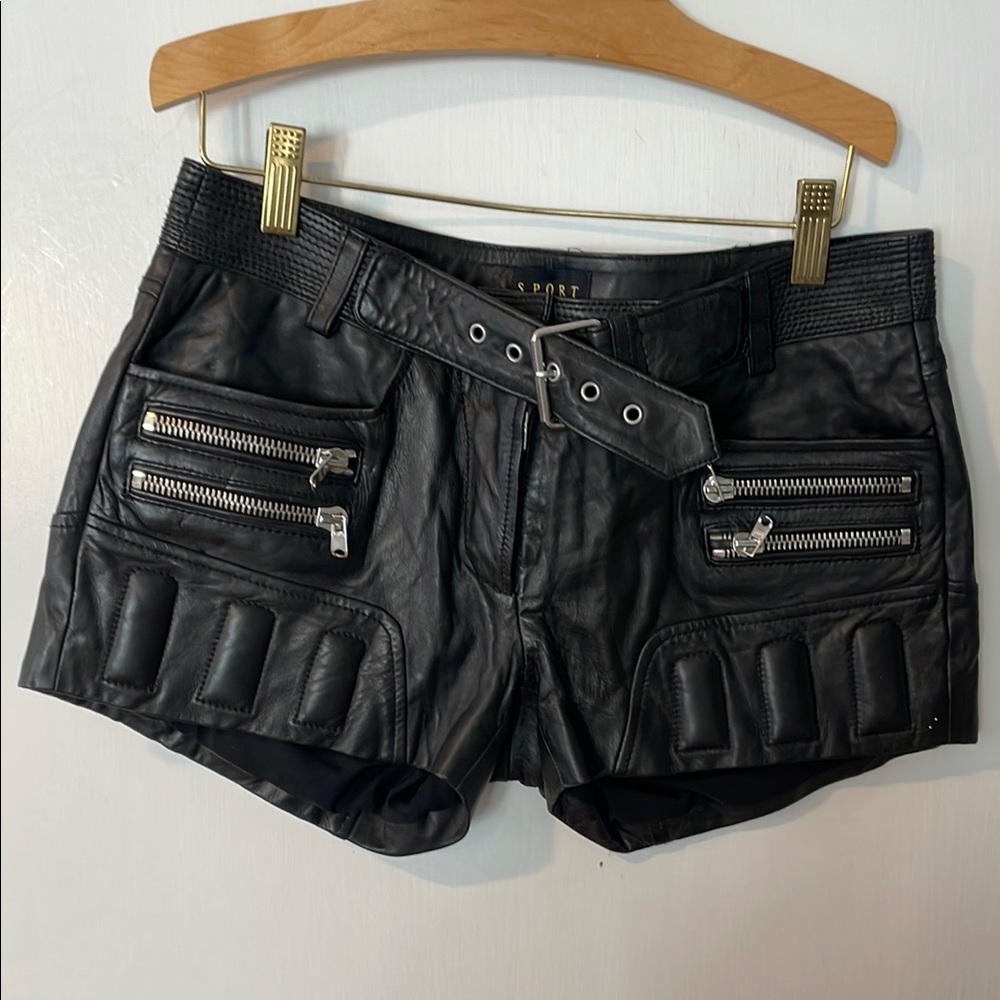 The Kooples Black Leather Shorts